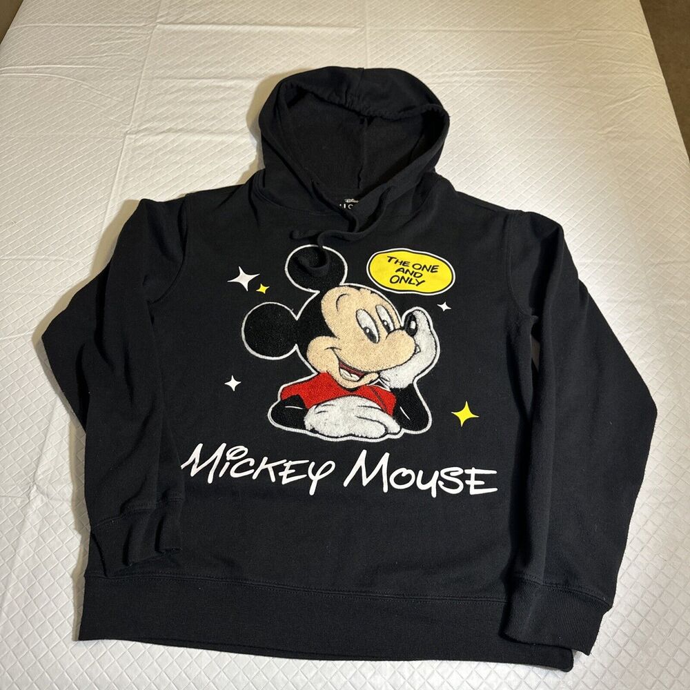 Disney Mickey Mouse The‎ One & Only Logo Women’s Unisex S Black Pullover Hoodie